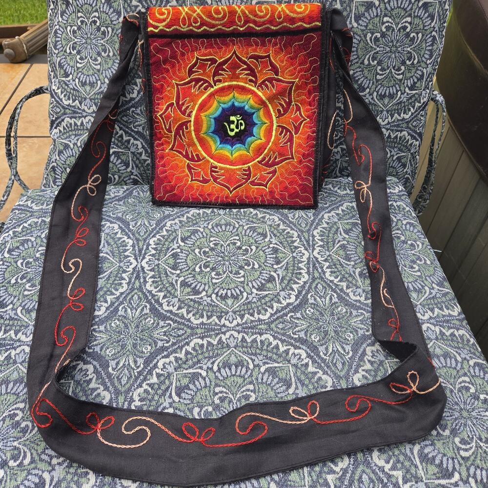 Embroidered Festival Psychedelic Design Indian Shoulder Bag